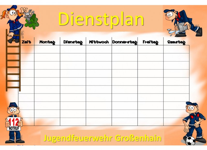 Dienstplan Jugendfeuerwehr Großenhain